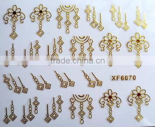 12Designs Golden Nail Art Water Decal Sticker Transfer Stickers (XF6061-6072)HN1810