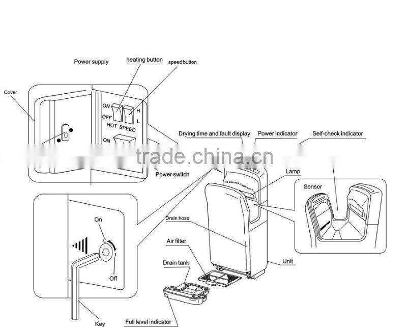 Super schnelle elite serie kommerziellen 10 sec. Aike handetrockner ak2006h