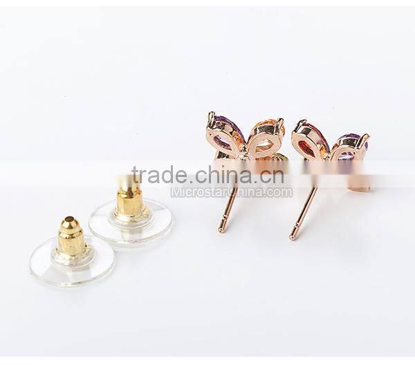 Lucky 18K Gold Four Leaf Clover Shape Diamond Stud Earring