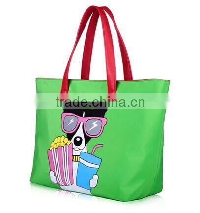 2014 Cartoon contrast color nylon handbag