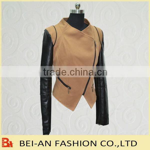 Synthetic Leather PU Jackets for Ladies Jacket Sleeves PU Jacket