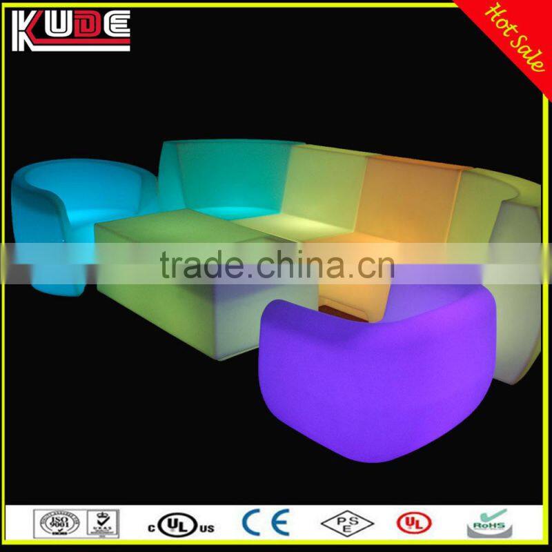 outdoor plastic light up LED sectional sofa used in bar nightclub