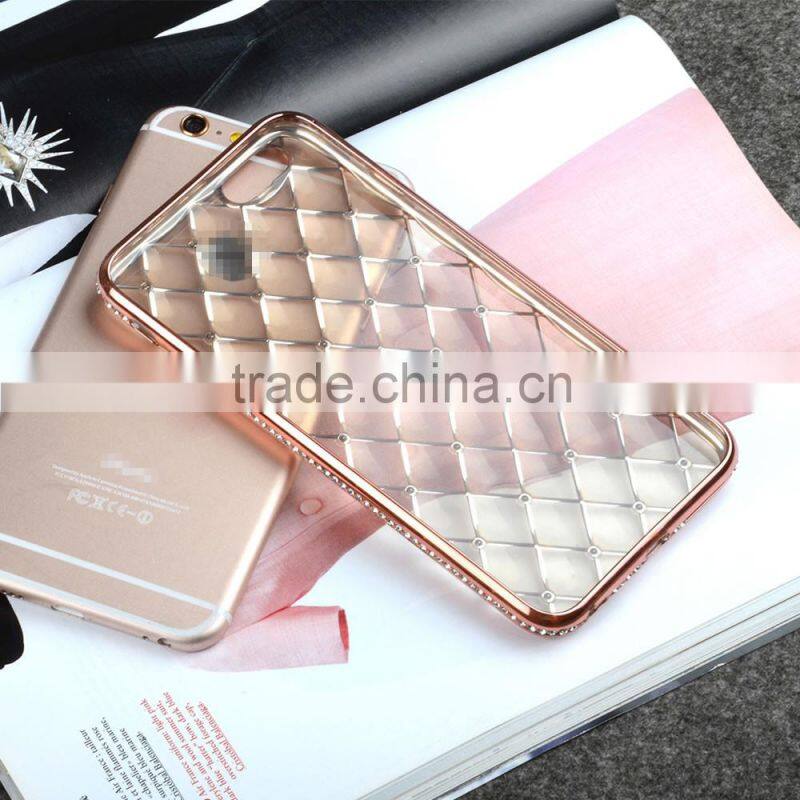 C&T Luxury Bling Rhinestone Frame Slim Clear TPU bumper case for Apple Iphone 6s