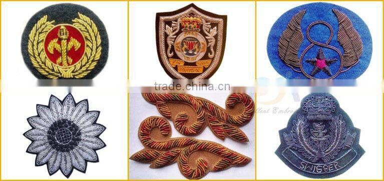 customize light gold bullion wire embroidery logo