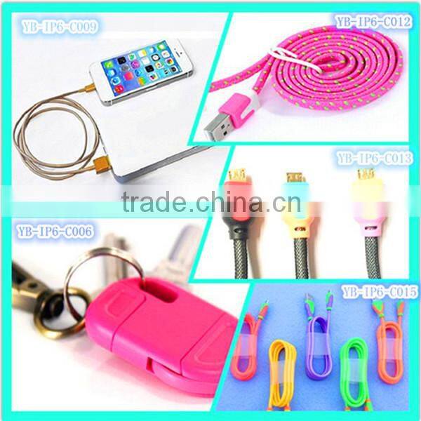 shenzhen factory flat usb cable, metal housing usb data cable, usb cable for iphone 6 and samsung