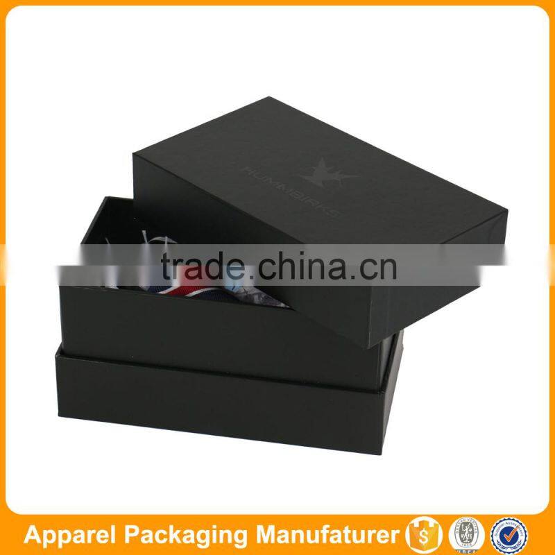 Black paper packaging with logo UV neck tie box