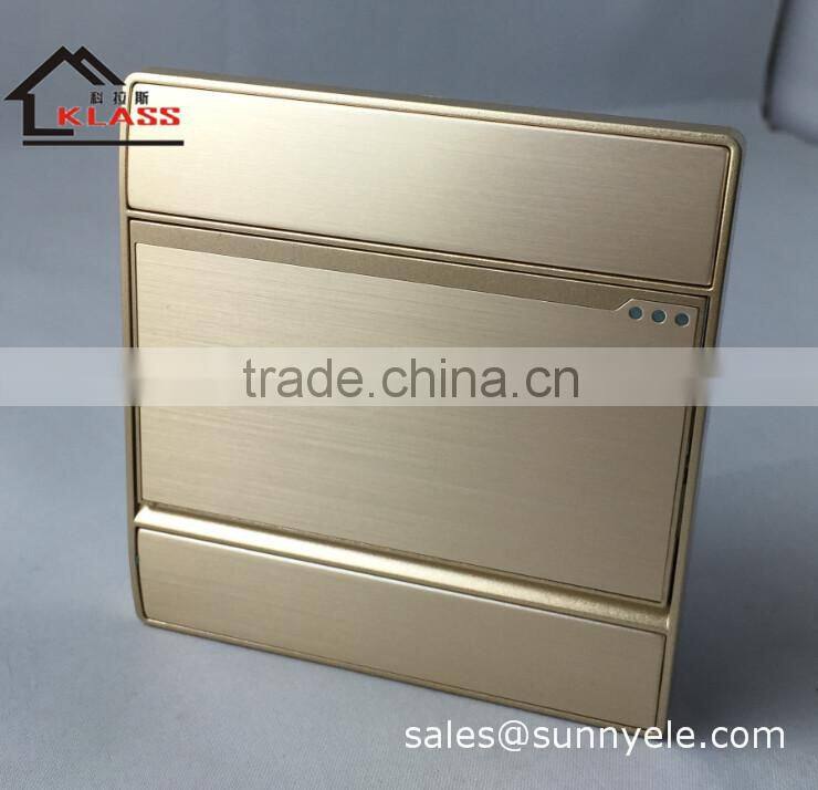 British style brushed aluminum golden 15A switched socket