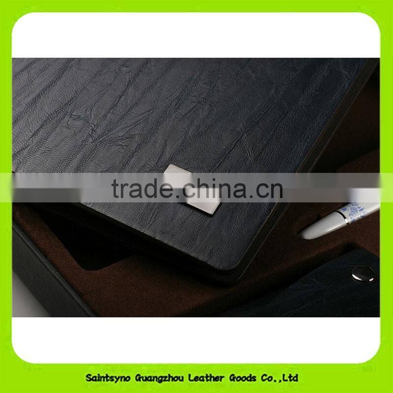 16024 Classical Leather Note Book Gift Set with Key Holder Pen Keychain