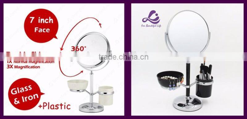 7 inch Injection Table Standing Cosmetic Makeup Mirror with holder