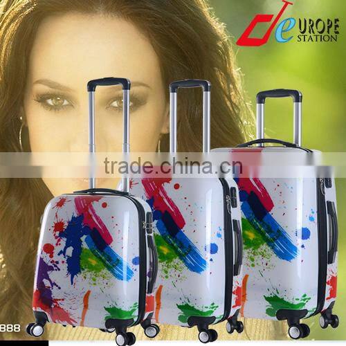 PC,ABS + PC Material color printing trolley luggage