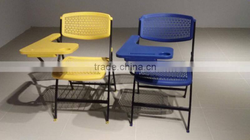 Student folding training chair/ school plastic chair with writing tablet