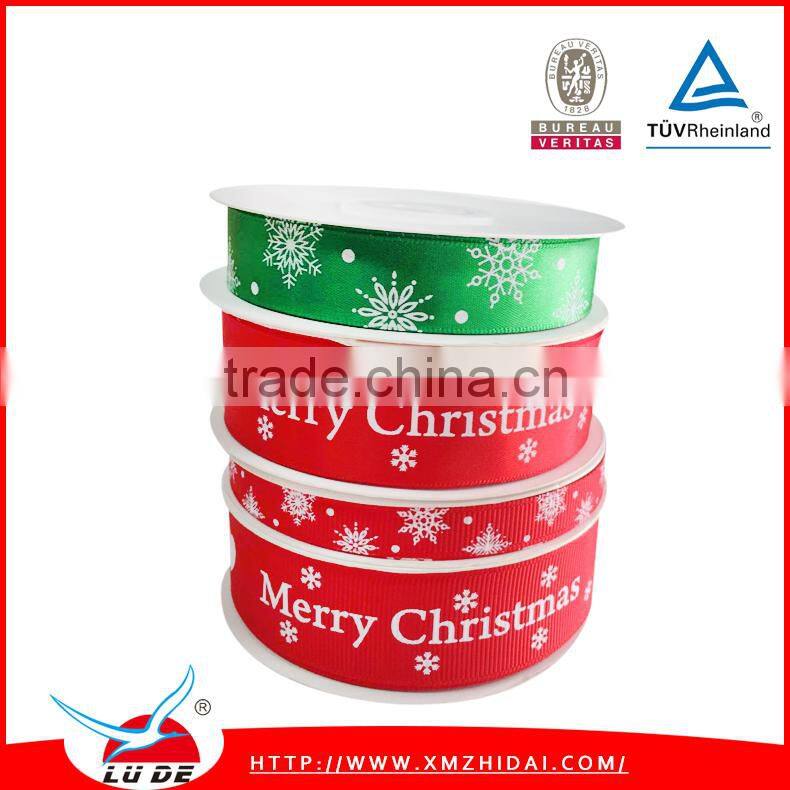 2015 Christmas Tree Printed Grosgrain Ribbon Glitter Printed Ribbon Christmas Ribbon