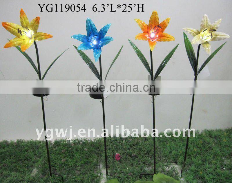solar metal flower lawn stake