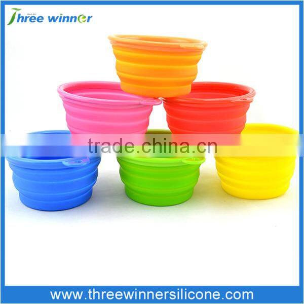 blue round shape silicone pet bowl non-stick pet bowl