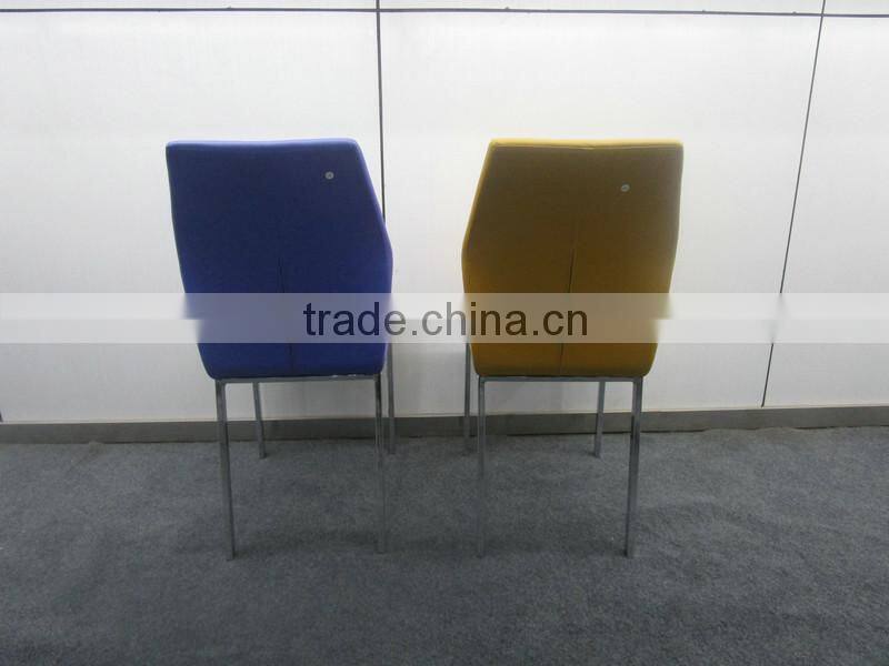 Comfortable modern design pvc seat power coating white legs dining chairs