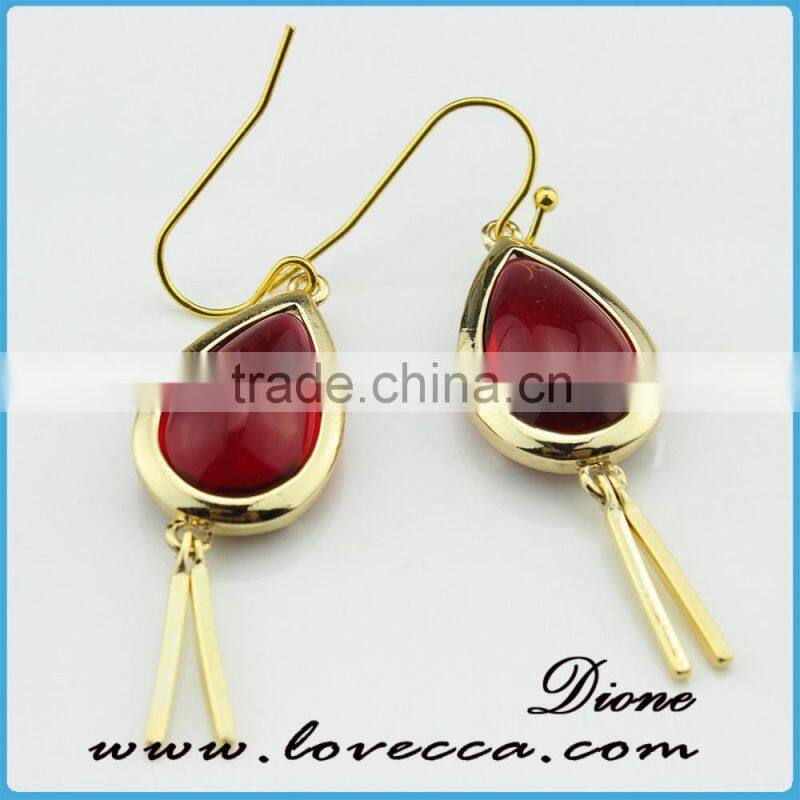 Gold Silver Glass Pendant Earrings Water Drop Stone Stud Earrings