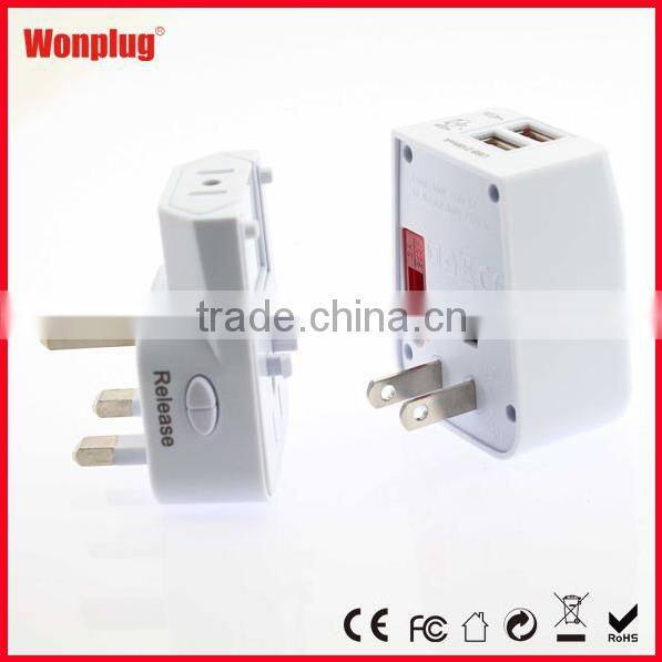 World travel adapter with dual USB with AU UK EU US plug