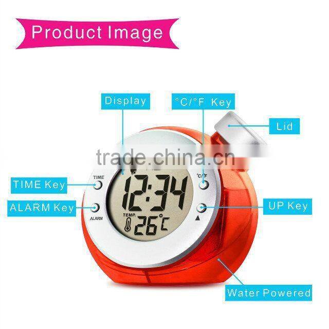 New arrival!! Temperature function water powered thermometer desk clock