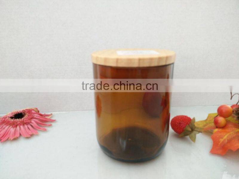 Candle glass jar, dark amber, black or white