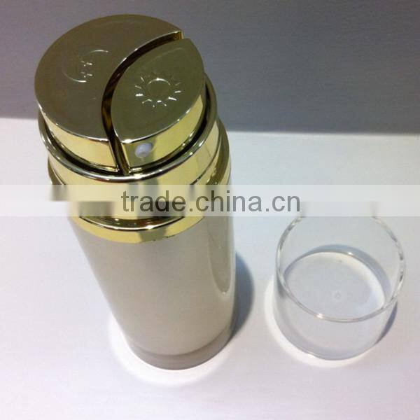Plastic oblate Dual chamber bottle cosmetic packaging JS-S01