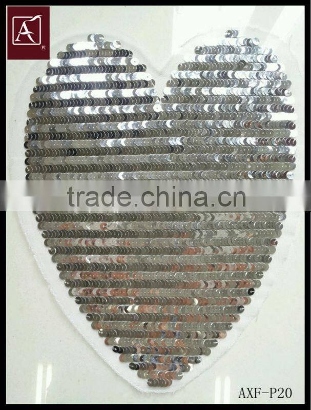heart shape sequin embroidery patch
