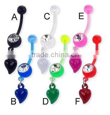 High quality dangle acrylic crystal navel belly ring jewelry