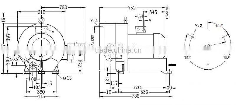 2RB9207HH37 ring air blower for inflatables