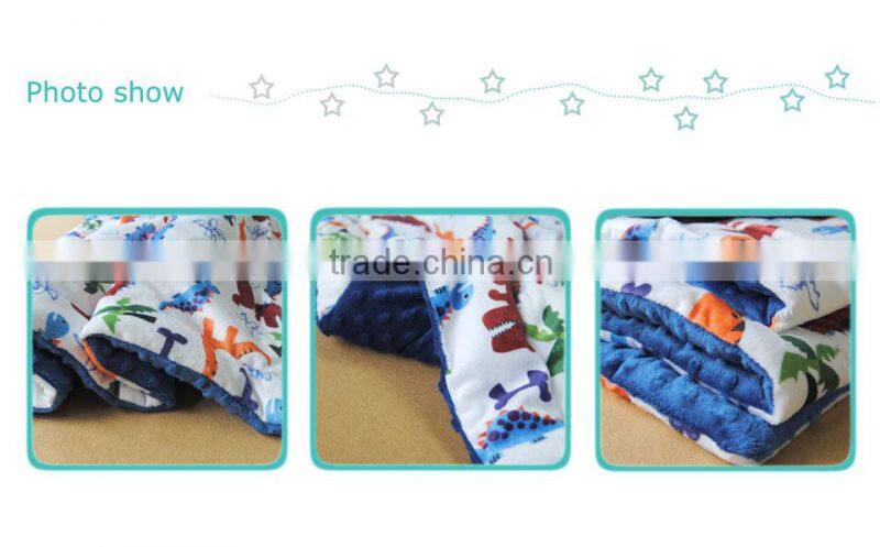 2015 New Design MOQ 10pcs Filled Minky Material Christmas Gifts Baby Quilt Blanket SBQ15090701