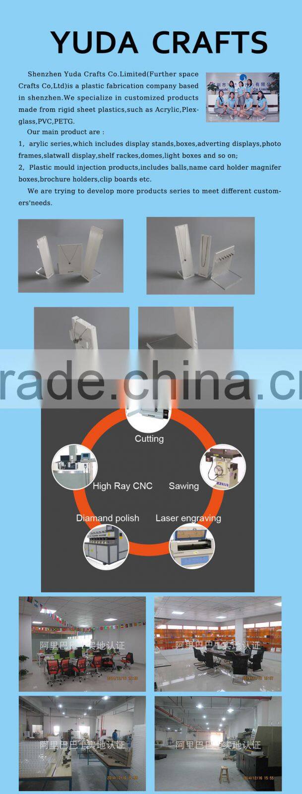 L shape acrylic material jewelry display rack with slot for necklace display