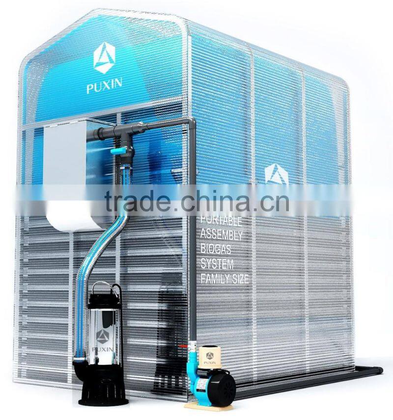 Household portable biogas plant with waste treatment plant