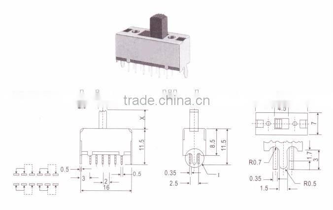 SS42D04 PCB mount slide switch