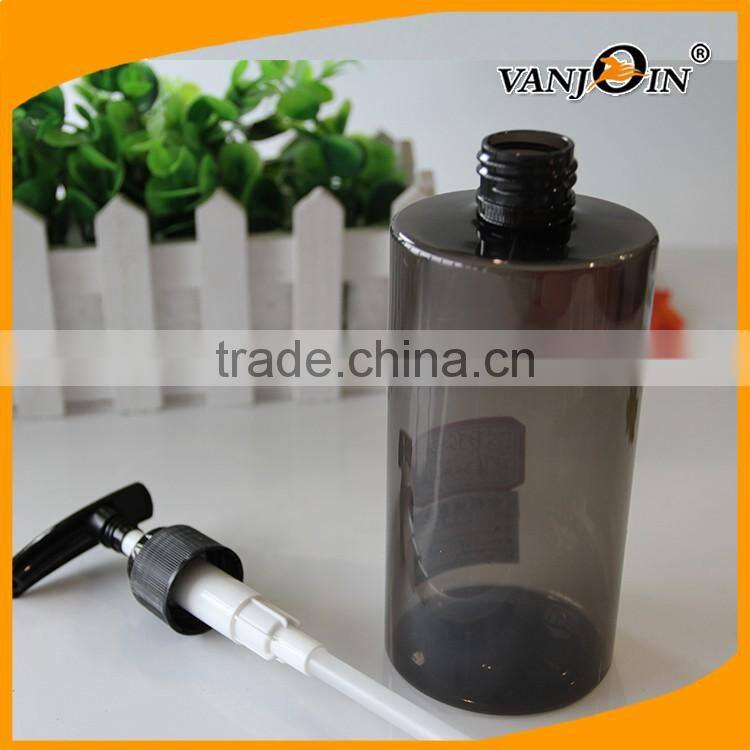 350ml Transparent Grey Cylindrical Lotion Pump Bottle