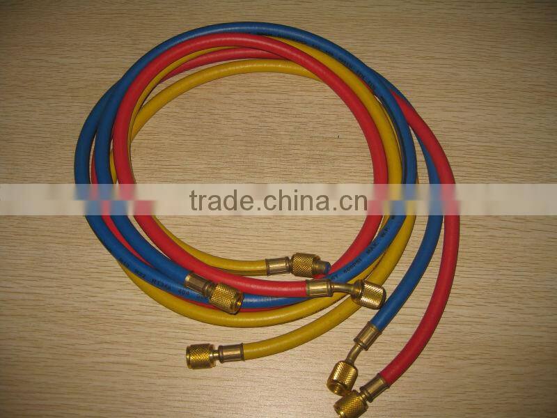 Brass Manifold Gauge Set with Charging Hose, Shock-Proof, Brass Valve Body