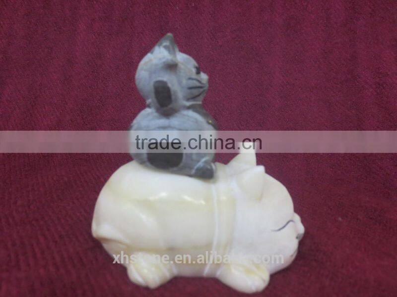 Mini cat stone scupture for hot sale
