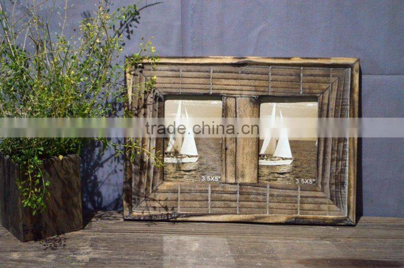 2016 new style decorative antique wooden multi glass photo frame