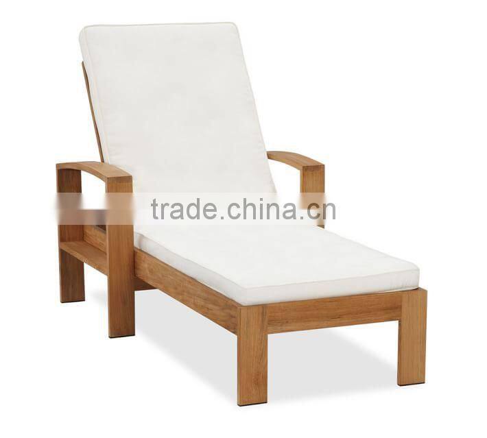 Adjustable teak wood beach lounge chair garden wooden sun lounger