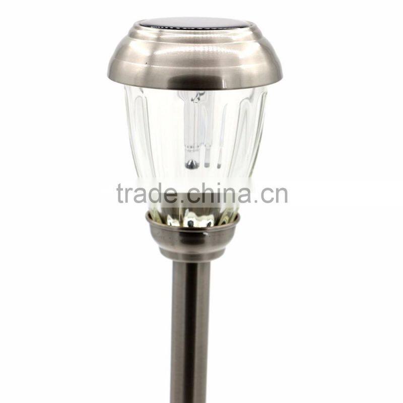 12pk Stainless Steel Glass Lens Solar Garden Lawn LED Path Light