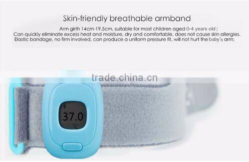 Wearable Smart Electronic Fever Monitor with LCD Display, Baby thermometer, alarm monitoring device with Bluetooth