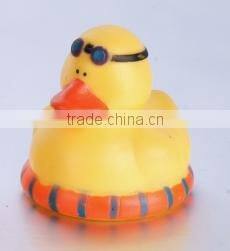 BPA free PVC baby tub swimming yellow duck with reading glasses