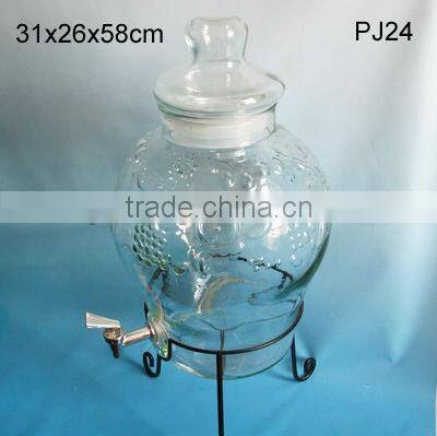 5 L clear glass infusion jar/glass jar with tap and glass lid PJ25 dispenser