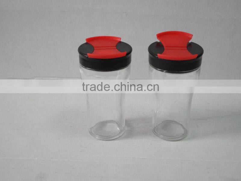 12pcs glass jar for spice with plastic rotating stand