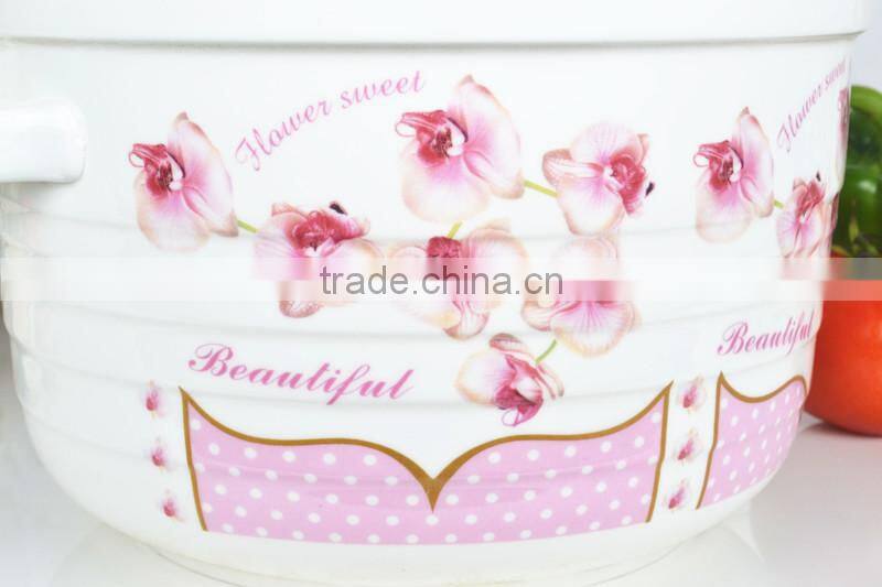 9" porcelain round microwave saucepan with glass lid