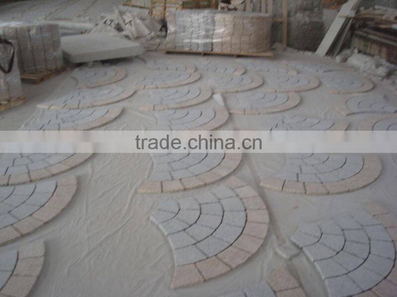 Fan Shape Granite Paving Stone Mixed Color Driveway Paving Stone