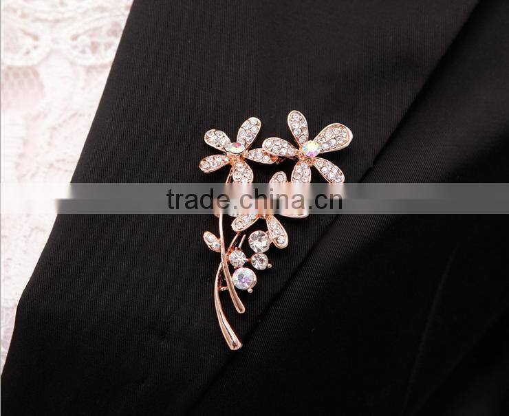 upscale gold plated red crystal hijab pins rhinestone brooch for engagement