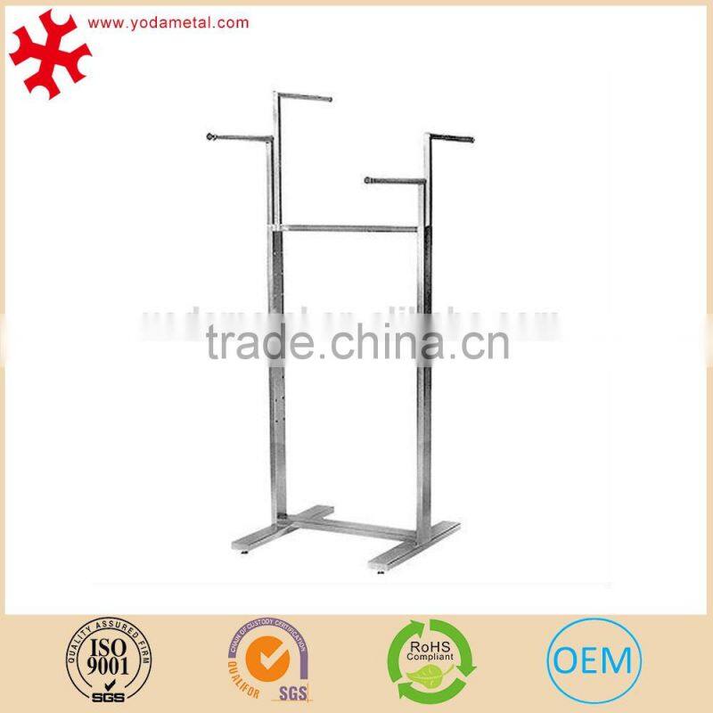 Customized retail shop fittings metal 4 way clothing display rack