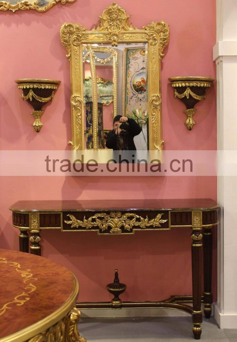 Art Deco Brown And Gold Console Table
