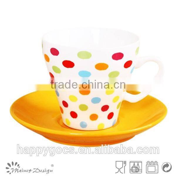 colorful and full decal new bone china coffee cup and saucer