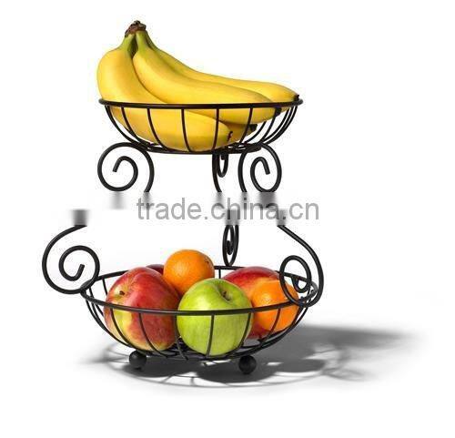 Home Black Fruit Vegetable Storage Display Basket Stand