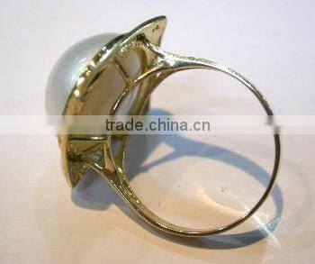 gold wedding genuine freshwater pearl ring Tahitian Pearl Ring