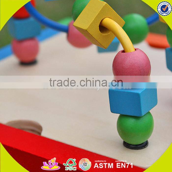 wholesale design funny cubic wire bead toy,multi-function wooden cubic wire bead toy for kids,wooden bead toy W11B060